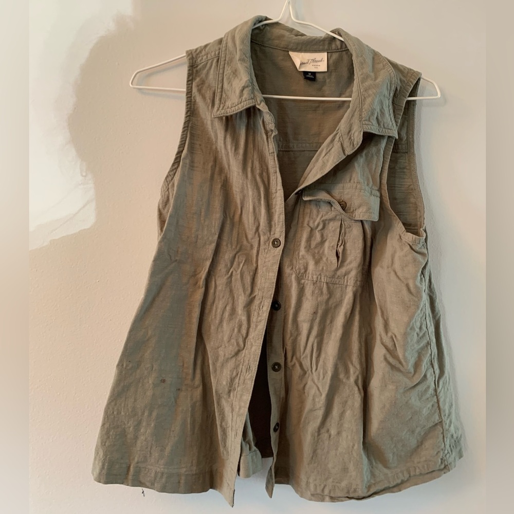 Olive Green Sleeveless Shirt